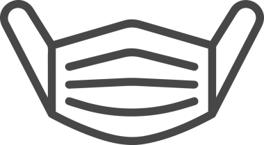 Black and white face mask icon symbol vector illustration in minimal simple style graphic design element for modern artwork clean outline sketch flat pictogram abstract template contour editable isolated digital png format for web ui