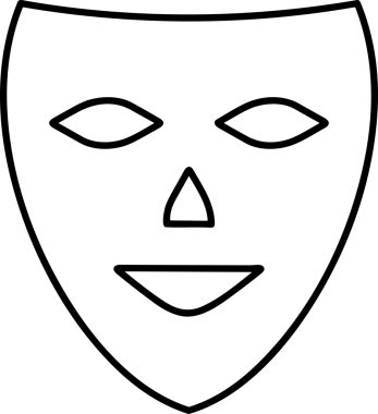 Black and white face mask icon symbol vector illustration in minimal simple style graphic design element for modern artwork clean outline sketch flat pictogram abstract template contour editable isolated digital png format for web ui