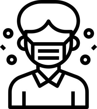 Black and white face mask icon symbol vector illustration in minimal simple style graphic design element for modern artwork clean outline sketch flat pictogram abstract template contour editable isolated digital png format for web ui