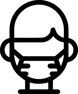 Black and white face mask icon symbol vector illustration in minimal simple style graphic design element for modern artwork clean outline sketch flat pictogram abstract template contour editable isolated digital png format for web ui