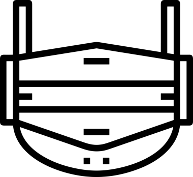Black and white face mask icon symbol vector illustration in minimal simple style graphic design element for modern artwork clean outline sketch flat pictogram abstract template contour editable isolated digital png format for web ui