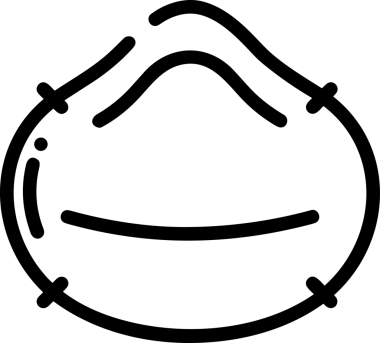 Black and white face mask icon symbol vector illustration in minimal simple style graphic design element for modern artwork clean outline sketch flat pictogram abstract template contour editable isolated digital png format for web ui