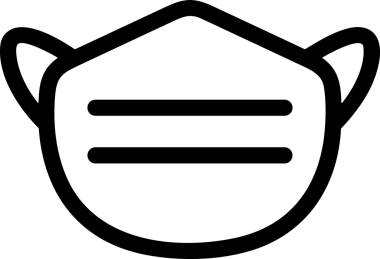Black and white face mask icon symbol vector illustration in minimal simple style graphic design element for modern artwork clean outline sketch flat pictogram abstract template contour editable isolated digital png format for web ui