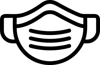 Black and white face mask icon symbol vector illustration in minimal simple style graphic design element for modern artwork clean outline sketch flat pictogram abstract template contour editable isolated digital png format for web ui