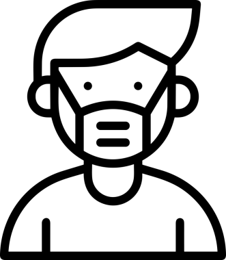 Black and white face mask icon symbol vector illustration in minimal simple style graphic design element for modern artwork clean outline sketch flat pictogram abstract template contour editable isolated digital png format for web ui