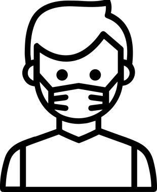 Black and white face mask icon symbol vector illustration in minimal simple style graphic design element for modern artwork clean outline sketch flat pictogram abstract template contour editable isolated digital png format for web ui