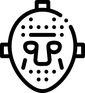 Black and white face mask icon symbol vector illustration in minimal simple style graphic design element for modern artwork clean outline sketch flat pictogram abstract template contour editable isolated digital png format for web ui