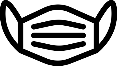 Black and white face mask icon symbol vector illustration in minimal simple style graphic design element for modern artwork clean outline sketch flat pictogram abstract template contour editable isolated digital png format for web ui