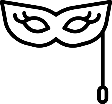 Black and white face mask icon symbol vector illustration in minimal simple style graphic design element for modern artwork clean outline sketch flat pictogram abstract template contour editable isolated digital png format for web ui