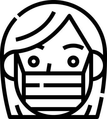 Black and white face mask icon symbol vector illustration in minimal simple style graphic design element for modern artwork clean outline sketch flat pictogram abstract template contour editable isolated digital png format for web ui