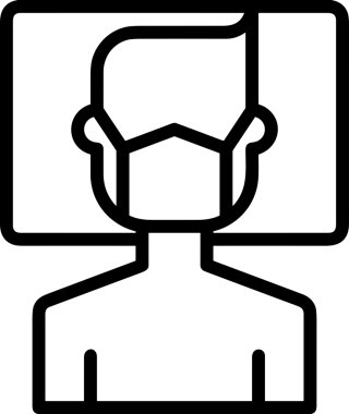 Black and white face mask icon symbol vector illustration in minimal simple style graphic design element for modern artwork clean outline sketch flat pictogram abstract template contour editable isolated digital png format for web ui