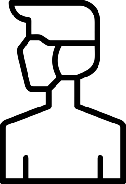 Black and white face mask icon symbol vector illustration in minimal simple style graphic design element for modern artwork clean outline sketch flat pictogram abstract template contour editable isolated digital png format for web ui