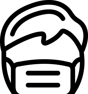 Black and white face mask icon symbol vector illustration in minimal simple style graphic design element for modern artwork clean outline sketch flat pictogram abstract template contour editable isolated digital png format for web ui