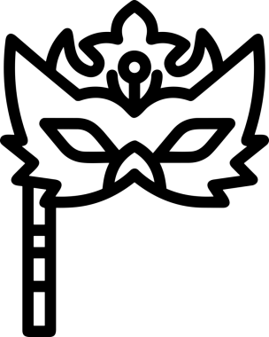 Black and white face mask icon symbol vector illustration in minimal simple style graphic design element for modern artwork clean outline sketch flat pictogram abstract template contour editable isolated digital png format for web ui