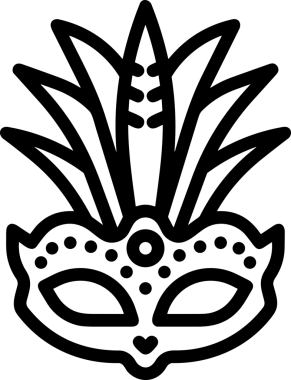 Black and white face mask icon symbol vector illustration in minimal simple style graphic design element for modern artwork clean outline sketch flat pictogram abstract template contour editable isolated digital png format for web ui