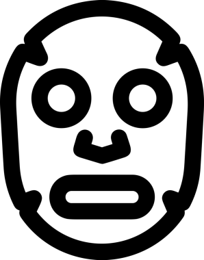 Black and white face mask icon symbol vector illustration in minimal simple style graphic design element for modern artwork clean outline sketch flat pictogram abstract template contour editable isolated digital png format for web ui