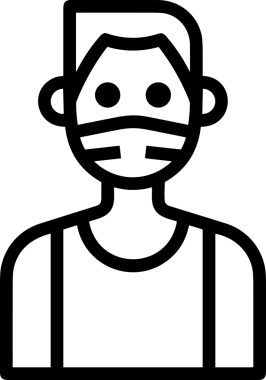 Black and white face mask icon symbol vector illustration in minimal simple style graphic design element for modern artwork clean outline sketch flat pictogram abstract template contour editable isolated digital png format for web ui