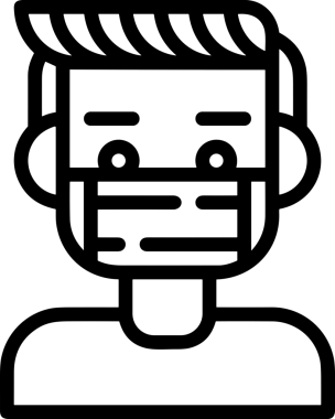 Black and white face mask icon symbol vector illustration in minimal simple style graphic design element for modern artwork clean outline sketch flat pictogram abstract template contour editable isolated digital png format for web ui