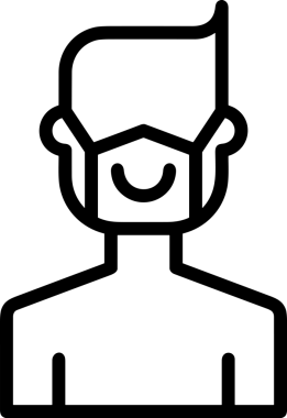 Black and white face mask icon symbol vector illustration in minimal simple style graphic design element for modern artwork clean outline sketch flat pictogram abstract template contour editable isolated digital png format for web ui