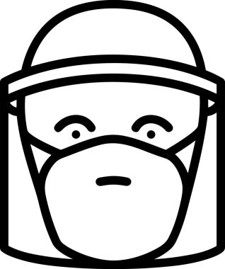 Black and white face mask icon symbol vector illustration in minimal simple style graphic design element for modern artwork clean outline sketch flat pictogram abstract template contour editable isolated digital png format for web ui