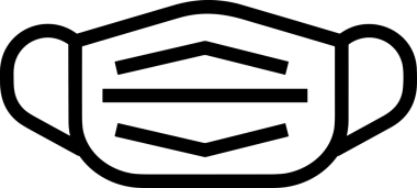 Black and white face mask icon symbol vector illustration in minimal simple style graphic design element for modern artwork clean outline sketch flat pictogram abstract template contour editable isolated digital png format for web ui