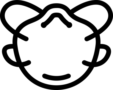 Black and white face mask icon symbol vector illustration in minimal simple style graphic design element for modern artwork clean outline sketch flat pictogram abstract template contour editable isolated digital png format for web ui