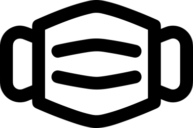 Black and white face mask icon symbol vector illustration in minimal simple style graphic design element for modern artwork clean outline sketch flat pictogram abstract template contour editable isolated digital png format for web ui