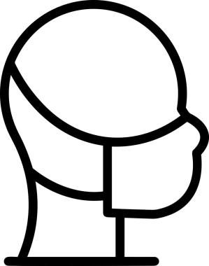 Black and white face mask icon symbol vector illustration in minimal simple style graphic design element for modern artwork clean outline sketch flat pictogram abstract template contour editable isolated digital png format for web ui