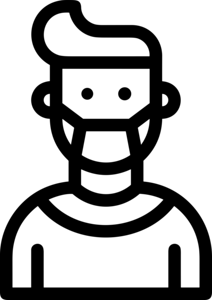 Black and white face mask icon symbol vector illustration in minimal simple style graphic design element for modern artwork clean outline sketch flat pictogram abstract template contour editable isolated digital png format for web ui