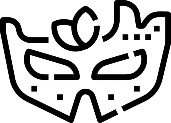 Black and white face mask icon symbol vector illustration in minimal simple style graphic design element for modern artwork clean outline sketch flat pictogram abstract template contour editable isolated digital png format for web ui