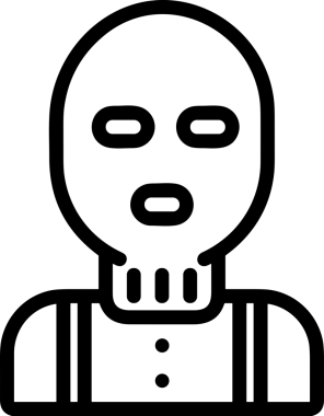 Black and white face mask icon symbol vector illustration in minimal simple style graphic design element for modern artwork clean outline sketch flat pictogram abstract template contour editable isolated digital png format for web ui