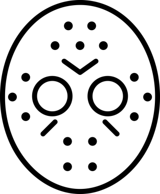 Black and white face mask icon symbol vector illustration in minimal simple style graphic design element for modern artwork clean outline sketch flat pictogram abstract template contour editable isolated digital png format for web ui