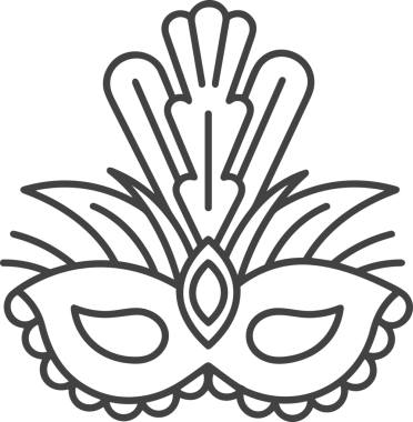 Black and white face mask icon symbol vector illustration in minimal simple style graphic design element for modern artwork clean outline sketch flat pictogram abstract template contour editable isolated digital png format for web ui