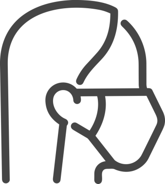 Black and white face mask icon symbol vector illustration in minimal simple style graphic design element for modern artwork clean outline sketch flat pictogram abstract template contour editable isolated digital png format for web ui