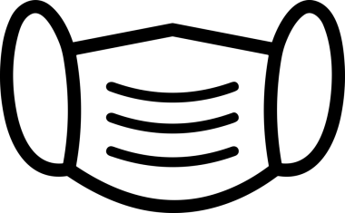 Black and white face mask icon symbol vector illustration in minimal simple style graphic design element for modern artwork clean outline sketch flat pictogram abstract template contour editable isolated digital png format for web ui