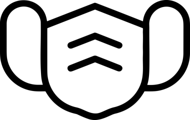 Black and white face mask icon symbol vector illustration in minimal simple style graphic design element for modern artwork clean outline sketch flat pictogram abstract template contour editable isolated digital png format for web ui