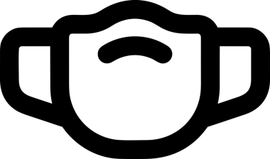 Black and white face mask icon symbol vector illustration in minimal simple style graphic design element for modern artwork clean outline sketch flat pictogram abstract template contour editable isolated digital png format for web ui