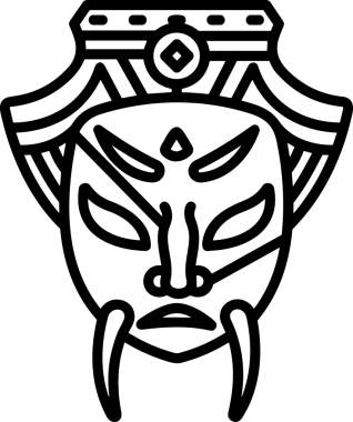 Black and white face mask icon symbol vector illustration in minimal simple style graphic design element for modern artwork clean outline sketch flat pictogram abstract template contour editable isolated digital png format for web ui