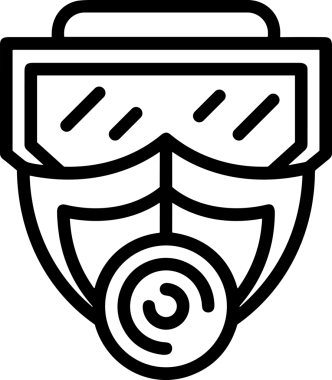 Black and white face mask icon symbol vector illustration in minimal simple style graphic design element for modern artwork clean outline sketch flat pictogram abstract template contour editable isolated digital png format for web ui