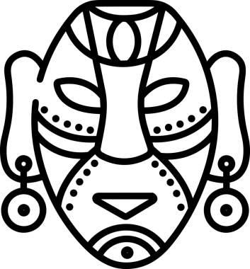 Black and white face mask icon symbol vector illustration in minimal simple style graphic design element for modern artwork clean outline sketch flat pictogram abstract template contour editable isolated digital png format for web ui