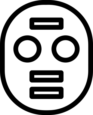 Black and white face mask icon symbol vector illustration in minimal simple style graphic design element for modern artwork clean outline sketch flat pictogram abstract template contour editable isolated digital png format for web ui
