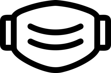 Black and white face mask icon symbol vector illustration in minimal simple style graphic design element for modern artwork clean outline sketch flat pictogram abstract template contour editable isolated digital png format for web ui