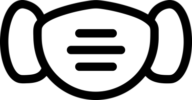 Black and white face mask icon symbol vector illustration in minimal simple style graphic design element for modern artwork clean outline sketch flat pictogram abstract template contour editable isolated digital png format for web ui