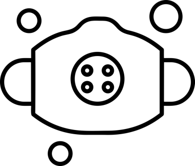 Black and white face mask icon symbol vector illustration in minimal simple style graphic design element for modern artwork clean outline sketch flat pictogram abstract template contour editable isolated digital png format for web ui
