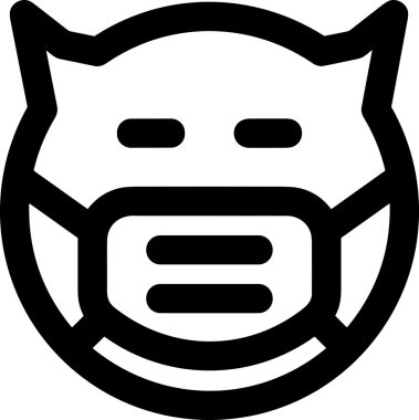 Black and white face mask icon symbol vector illustration in minimal simple style graphic design element for modern artwork clean outline sketch flat pictogram abstract template contour editable isolated digital png format for web ui