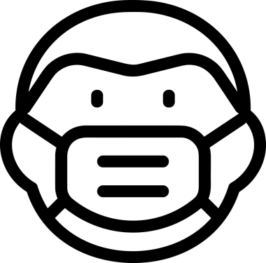 Black and white face mask icon symbol vector illustration in minimal simple style graphic design element for modern artwork clean outline sketch flat pictogram abstract template contour editable isolated digital png format for web ui