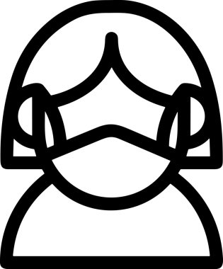 Black and white face mask icon symbol vector illustration in minimal simple style graphic design element for modern artwork clean outline sketch flat pictogram abstract template contour editable isolated digital png format for web ui