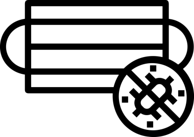 Black and white face mask icon symbol vector illustration in minimal simple style graphic design element for modern artwork clean outline sketch flat pictogram abstract template contour editable isolated digital png format for web ui