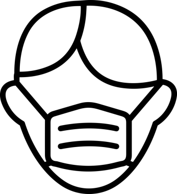 Black and white face mask icon symbol vector illustration in minimal simple style graphic design element for modern artwork clean outline sketch flat pictogram abstract template contour editable isolated digital png format for web ui