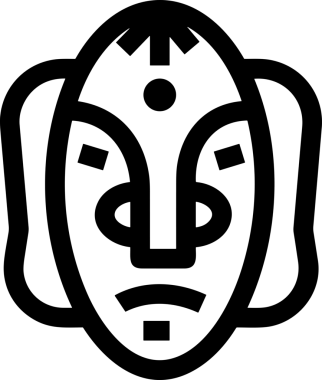 Black and white face mask icon symbol vector illustration in minimal simple style graphic design element for modern artwork clean outline sketch flat pictogram abstract template contour editable isolated digital png format for web ui